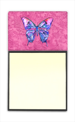 8859SN Butterfly on Pink Refiillable Sticky Note Holder or Postit Note Dispenser- 3 x 3 In.