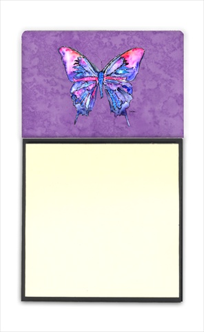 Butterfly on Purple Refiillable Sticky Note Holder or Postit Note Dispenser- 3 x 3 In.