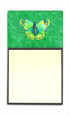 Butterfly Green on Green Refiillable Sticky Note Holder or Postit Note Dispenser, 3 x 3 In.