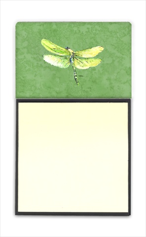 8864SN Dragonfly on Avacado Refiillable Sticky Note Holder or Postit Note Dispenser- 3 x 3 In.
