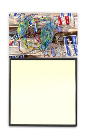 Blue Crabby Bottles of Barqs Rootbeer Refiillable Sticky Note Holder or Postit Note Dispenser, 3 x 3 In.