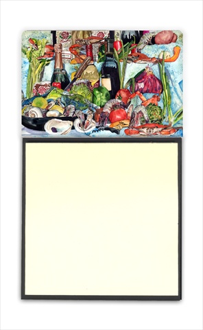Wine Crab Shrimp and Oysters Refiillable Sticky Note Holder or Postit Note Dispenser, 3 x 3 In.
