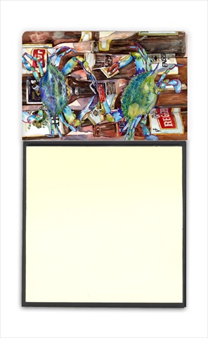 Blue Crabby New Orleans Beer Bottles Refiillable Sticky Note Holder or Postit Note Dispenser, 3 x 3 In.