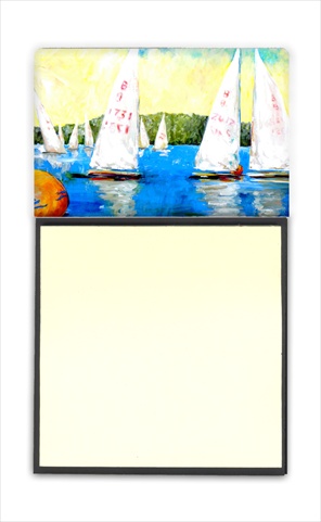 Sailboats Round the Mark Refiillable Sticky Note Holder or Postit Note Dispenser, 3 x 3 In.