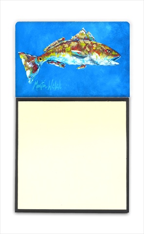 MW1098SN Fish - Red Fish Seafood Two Refiillable Sticky Note Holder or Postit Note Dispenser- 3 x 3 In.