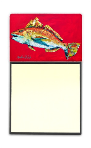 Fish - Red Fish Woo Hoo Refiillable Sticky Note Holder or Postit Note Dispenser, 3 x 3 In.