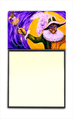 Mardi Gras Hey Mister Refiillable Sticky Note Holder or Postit Note Dispenser, 3 x 3 In.