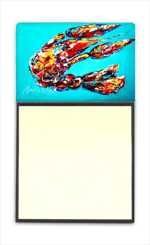 Lucy the Crawfish in blue Refiillable Sticky Note Holder or Postit Note Dispenser, 3 x 3 In.