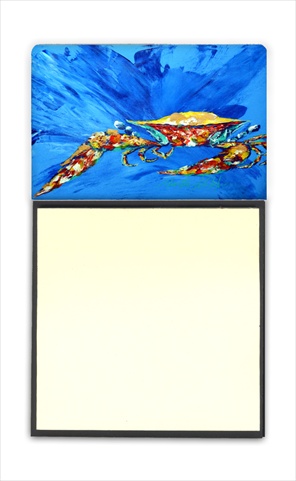 Big Spash Crab in blue Refiillable Sticky Note Holder or Postit Note Dispenser, 3 x 3 In.