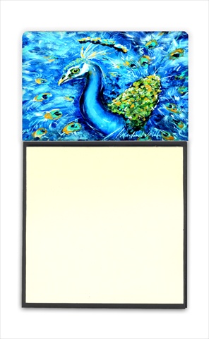 Peacock Straight Up in Blue Refiillable Sticky Note Holder or Postit Note Dispenser- - 3 x 3 In.