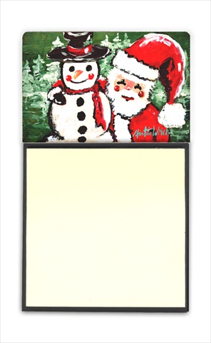Friends Snowman and Santa Claus Refiillable Sticky Note Holder or Postit Note Dispenser- 3 x 3 In.