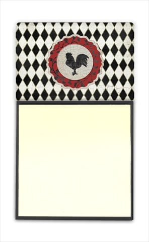 Rooster Harlequin Black and white Refiillable Sticky Note Holder or Postit Note Dispenser, 3 x 3 In.
