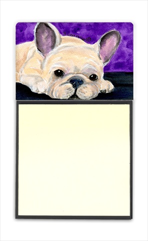 French Bulldog Refiillable Sticky Note Holder or Postit Note Dispenser 3 x 3 In.