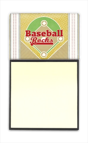 SB3077SN Baseball Rules Refiillable Sticky Note Holder or Postit Note Dispenser- 3 x 3 In.