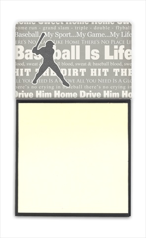 SB3078SN Baseball is Life Refiillable Sticky Note Holder or Postit Note Dispenser- 3 x 3 In.