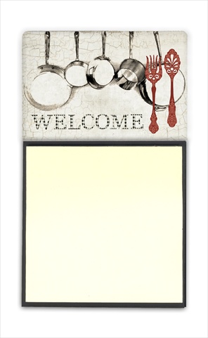 SB3087SN Pots and Pans Welcome Refiillable Sticky Note Holder or Postit Note Dispenser- 3 x 3 In.