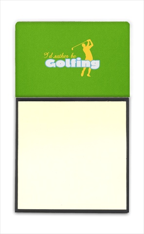 SB3092SN Id rather be Golfing Man on Green Refiillable Sticky Note Holder or Postit Note Dispenser- 3 x 3 In.