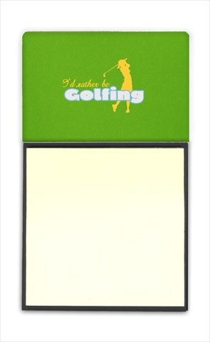 SB3093SN Id rather be Golfing Woman on Green Refiillable Sticky Note Holder or Postit Note Dispenser- 3 x 3 In.