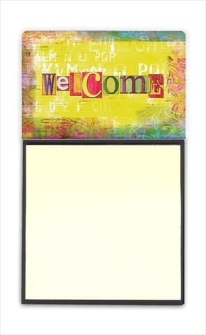 SB3097SN Artsy Welcome Refiillable Sticky Note Holder or Postit Note Dispenser- 3 x 3 In.