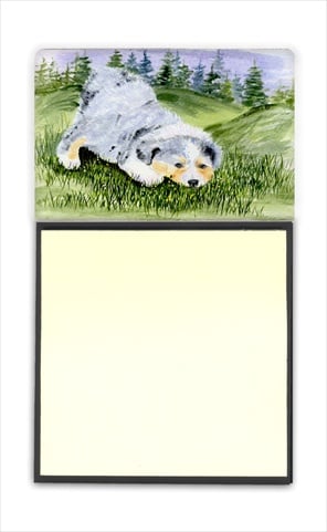 Australian Shepherd Refiillable Sticky Note Holder or Postit Note Dispenser, 3 x 3 In.