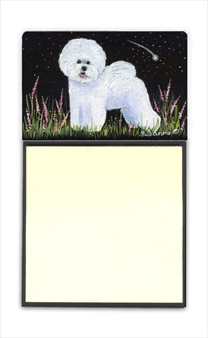 SS8143SN Bichon Frise Refiillable Sticky Note Holder or Postit Note Dispenser- 3 x 3 In.