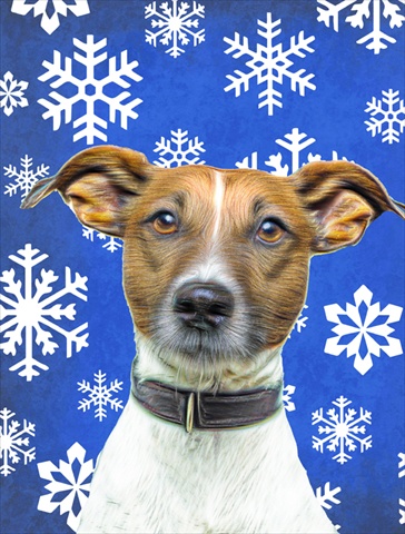 Winter Snowflakes Holiday Jack Russell Terrier Flag Garden Size