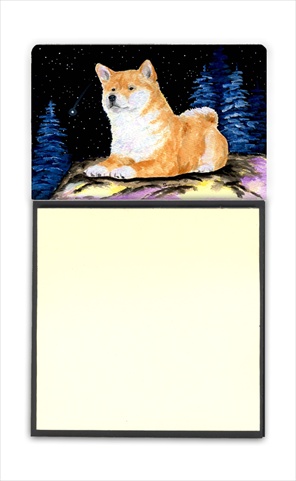 Starry Night Shiba Inu Refiillable Sticky Note Holder or Postit Note Dispenser