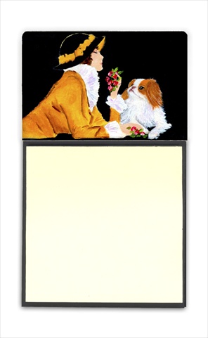 Lady with her Japanese Chin Refiillable Sticky Note Holder or Postit Note Dispenser