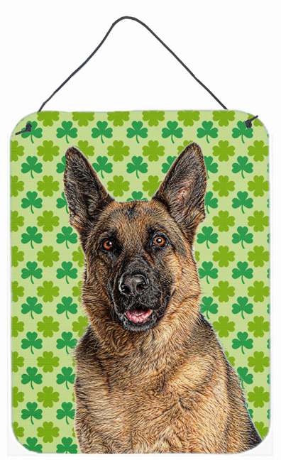 St. Patrick's Day Shamrock German Shepherd Aluminium Metal Wall or Door Hanging Prints