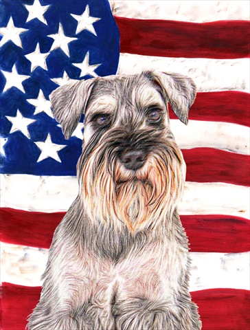 USA American Flag with Schnauzer Flag Garden Size