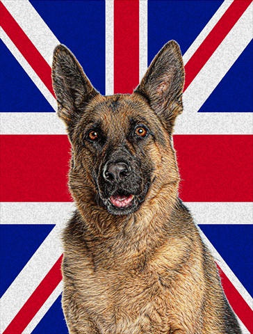 German Shepherd with English Union Jack British Flag Flag Garden Size