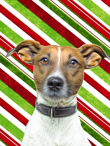 Candy Cane Holiday Christmas Jack Russell Terrier Flag Garden Size