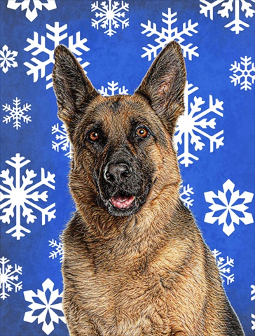 Winter Snowflakes Holiday German Shepherd Flag Garden Size