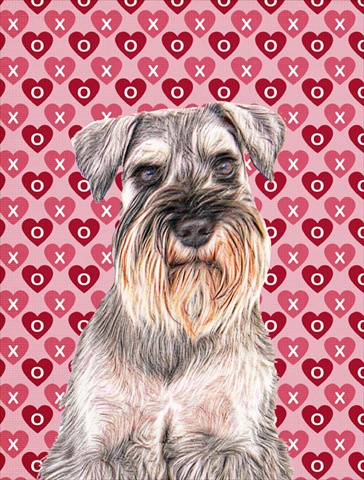Hearts Love and Valentines Day Schnauzer Flag Garden Size