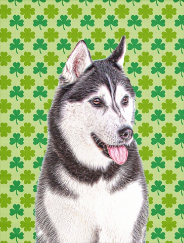 St. Patricks Day Shamrock Alaskan Malamute Flag Garden Size