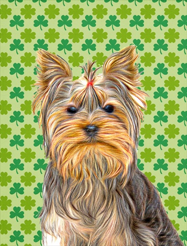 St. Patricks Day Shamrock Yorkie & Yorkshire Terrier Flag Garden Size