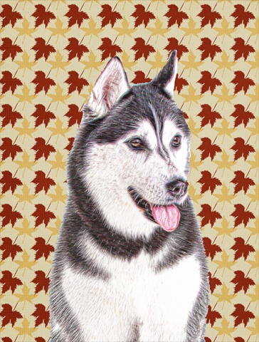 Fall Leaves Alaskan Malamute Flag Garden Size