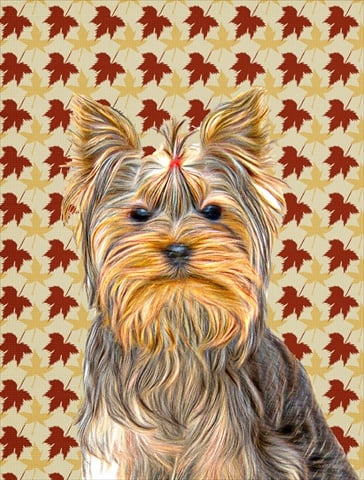 Fall Leaves Yorkie & Yorkshire Terrier Flag Garden Size