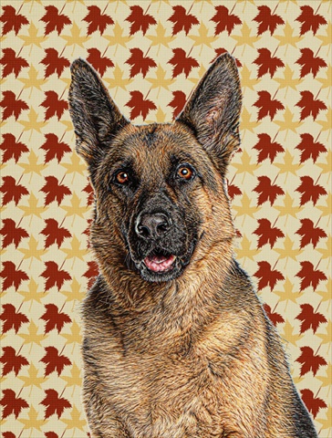 Fall Leaves German Shepherd Flag Garden Size