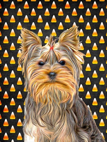 Candy Corn Halloween Yorkie & Yorkshire Terrier Flag Garden Size