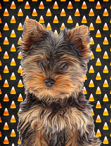 Candy Corn Halloween Yorkie Puppy & Yorkshire Terrier Flag Garden Size
