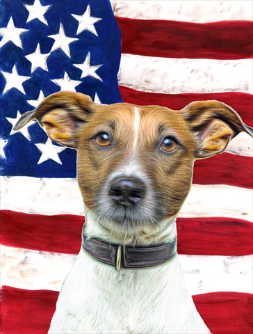 USA American Flag with Jack Russell Terrier Flag Canvas House Size
