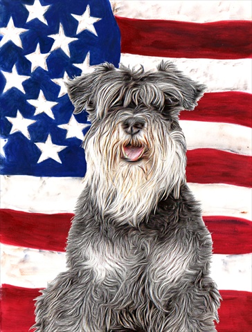 USA American Flag with Schnauzer Flag Canvas House Size