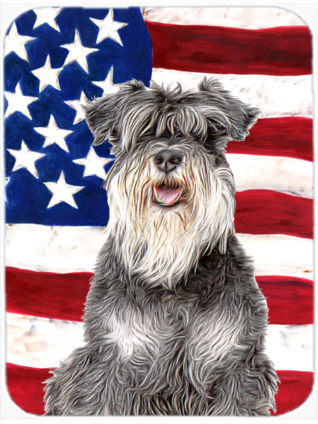 USA American Flag with Schnauzer Mouse Pad, Hot Pad or Trivet