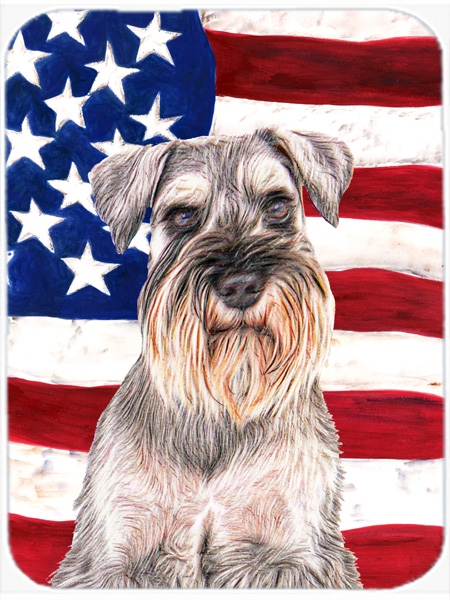 USA American Flag with Schnauzer Mouse Pad, Hot Pad or Trivet