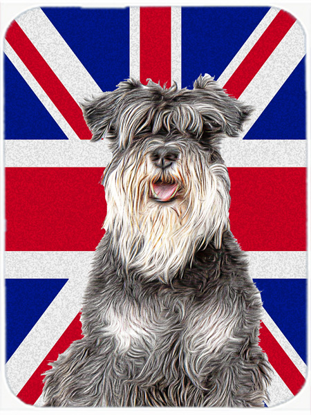 Schnauzer with English Union Jack British Flag Mouse Pad, Hot Pad or Trivet