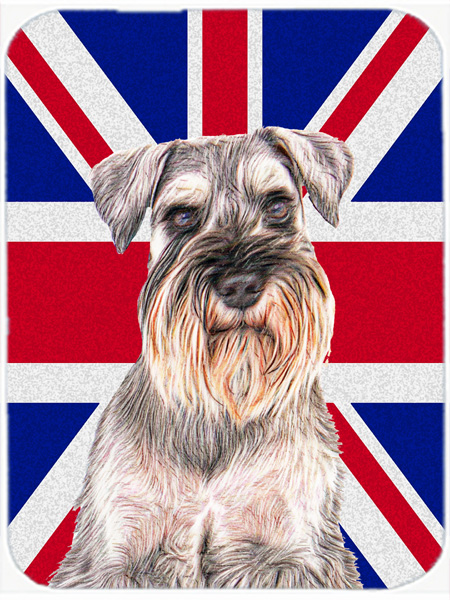 Schnauzer with English Union Jack British Flag Mouse Pad, Hot Pad or Trivet