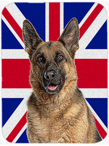 German Shepherd with English Union Jack British Flag Mouse Pad, Hot Pad or Trivet