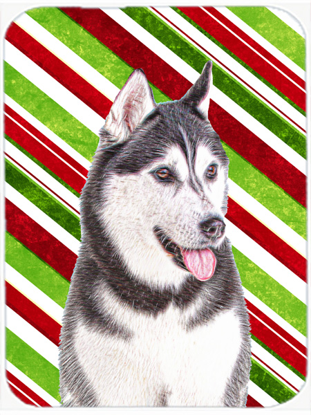 Candy Cane Holiday Christmas Alaskan Malamute Mouse Pad, Hot Pad or Trivet