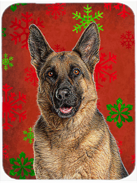 Red Snowflakes Holiday Christmas German Shepherd Mouse Pad, Hot Pad or Trivet